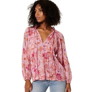NEW Misa Los Angeles Bella Top Fire‎ Florals Mix Size Small Log Sleeve Whimsical